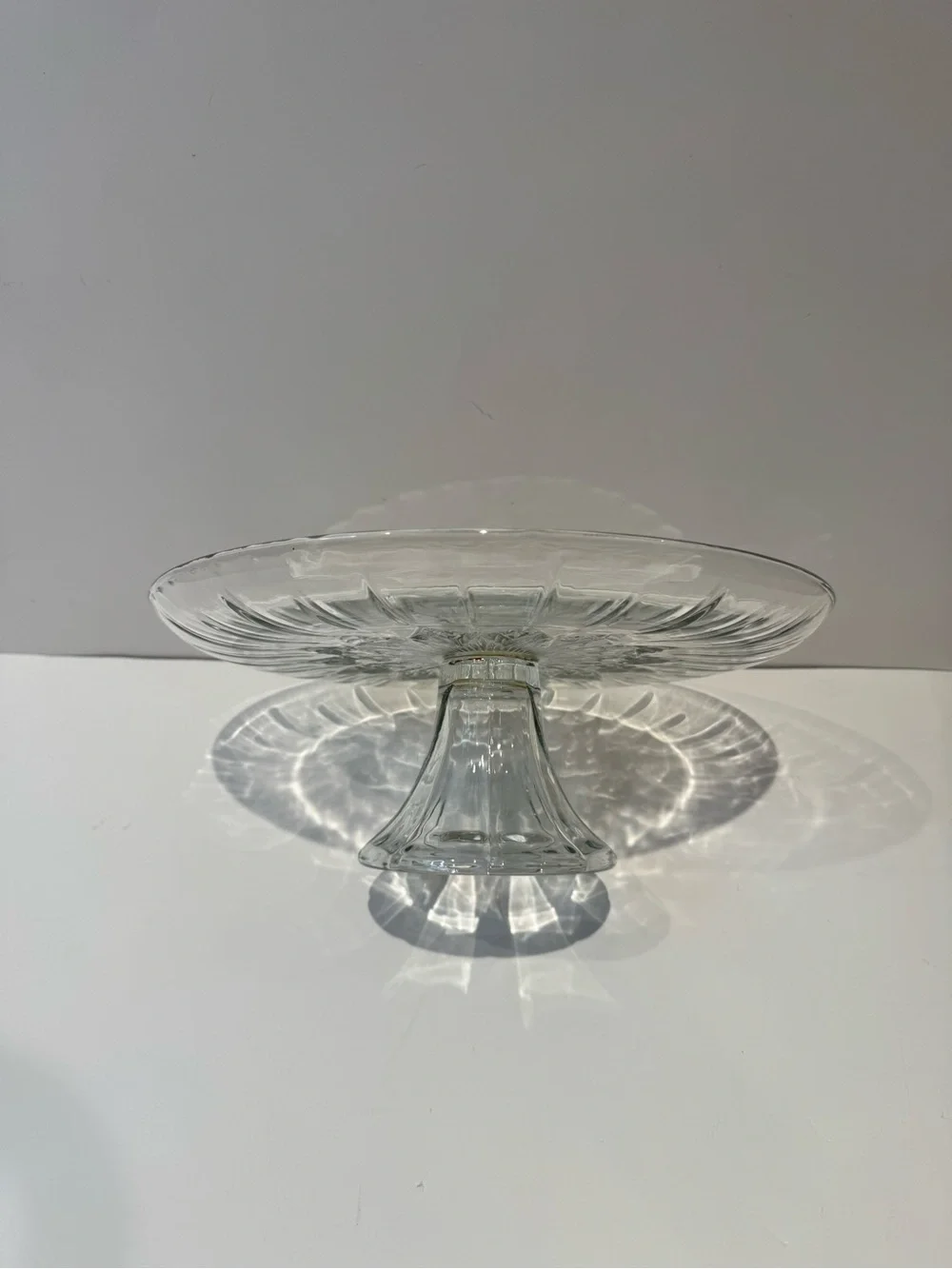 Vintage Etched Crystal Glass Footed Pedestal Dish / Compote Bowl